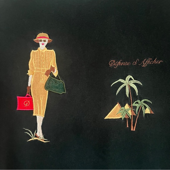 French Defense d'Afficher Black Egyptian Traveler Short Sleeve T-Shirt 80s 90s - Picture 2 of 6